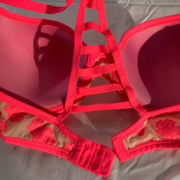 Pink VS Ladder Back Floral Overlay Bra - Picture 8 of 14